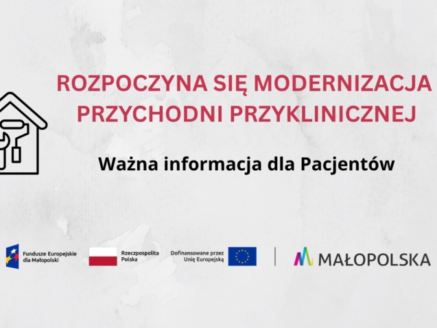 Uwaga: prace remontowe na obszarze Przychodni Przyklinicznej
